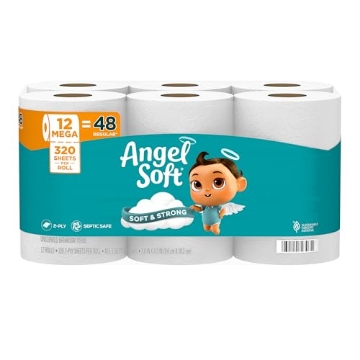 Picture of GEORGIAPAC 79403/50 Angel Soft Toilet Paper, 12 Mega Rolls = 48 Regular Rolls, Soft and Strong Toilet Tissue (PK-4-EA)