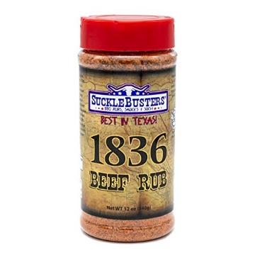 Picture of SUCKLEBUSTERS INC SB18/005 SuckleBusters 1836 Beef Rub: Texas-Style BBQ with Bold Cracked Black Pepper, Medium Heat, Gluten-Free, No MSG Shaker (12oz) (EA)