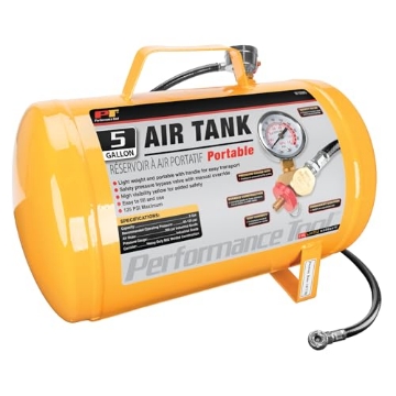 Picture of Performance Design Products W10005 Performance Tool W10005 Hi-viz 5-Gallon Horizontal Portable Air Tank With Tire Air Chuck , Yellow (EA)
