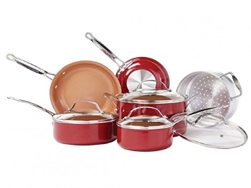 Picture of TELEBRANDS CORPORATION 10824 BulbHead 10824 Red Copper 10 PC Copper-Infused Ceramic Non-Stick Cookware Set (EA)