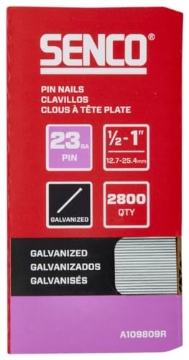Picture of SENCO FASTENING SYSTEMS A109809R SENCO A109809R 1/2" - 1" 23 Gauge Pin Nails, Galvanized Finish 2,800 Count Pack (EA)