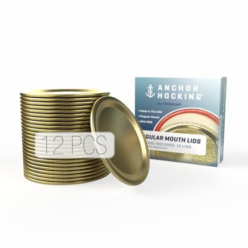 Picture of TECNOCAP HCR24TRL-G Tecnocap Lids - 12 Regular Mouth Lids – Canning Lids for Mason Jars – Tight Seal & Leak Proof – 12 Pieces (PK-24-EA)