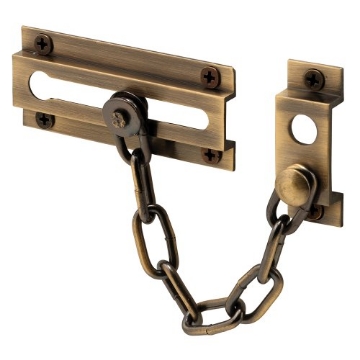 Picture of Prime U9913 Prime-Line U 9913 Chain Door Guard – Door Chain Lock for Door and Home Security, 3-5/16”, Solid Brass Construction and an Antique Finish (Single Pack) (EA)