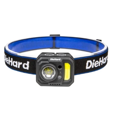 Picture of Dorcy 41-6642 DieHard 41-6642 375-Lumen Water-Resistant Motion-Activated Rechargeable COB LED Headlamp, Black (EA)
