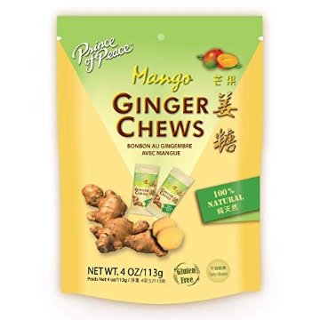 Picture of PRINCE OF PEACE F-04114 Prince of Peace Ginger Chews With Mango, 4 oz. – Candied Ginger – Mango Candy – Mango Ginger Chews – Natural Candy – Ginger Candy (PK-12-EA)