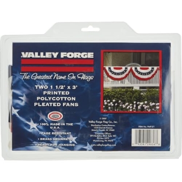 Picture of VALLEY FORGE FLAG COMPANY LLC PMF-2-T Valley Forge American Fan Flag 1.5' x 3' Polycotton Sentinel 100% Made in U.S.A. Stars and Stripes Bunting Canvas Header Brass Grommets 2-Pack Model PMF-2-T (EA)