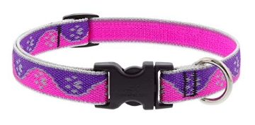 Picture of Lupine Collars & Leads 48501 Lupine Reflective Small Dog Collar 3/4" Wide Pink Paws Adjusts from 9" to 14" (EA)