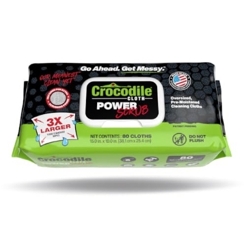 Picture of NUVIK USA INC 6500-080 Crocodile Cloth PowerSCRUB Cleaning Wipes – 80 (15" x 10") Dual-Surface Cloths, Heavy-Duty, Moist, Absorbent, & Disposable - Safe on Skin & Multiple Surfaces (PK-6-EA)