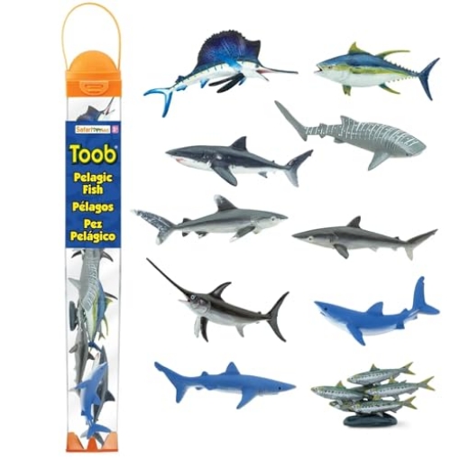Picture of SAFARI PROGRAMS INC 100265 Safari Ltd. Pelagic Fish TOOB - 10 Figurines of Sharks, Fish and Whales - Educational Toy Set for Boys, Girls and Kids Ages 3+ (EA)