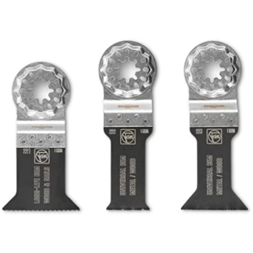 Picture of FEIN POWER TOOLS INC 35222952140 Fein Starlock E-Cut Combo Wood & Metal Saw Blade Set - 3-Piece Kit for Precision Cutting, Includes (2) E-Cut Universal, (2) E-Cut Long-Life Saw Blade - 35222952140 (EA)