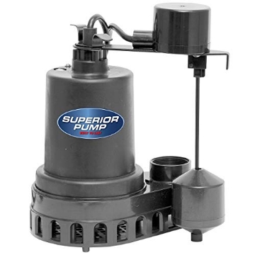 Picture of SUPERIOR PUMP 92372 Superior Pump 92372 1/3 HP Thermoplastic Submersible Sump Pump with Vertical Float Switch (EA)