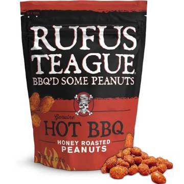 Picture of RUFUS TEAGUE SNACKS 1702 Rufus Teague Blazin’ Hot BBQ Honey Roasted Peanuts – Sweet, Spicy & Smoky Gourmet Snack, 9 oz Resealable Pouch for Freshness (PK-12-EA)