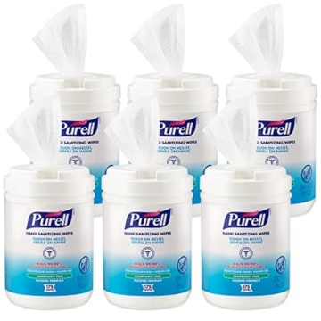 Picture of PURELL 9031-06 PURELL Hand Sanitizing Wipes Alcohol Formula, Fragrance Free, 175 Count Hand Sanitizing Wipes Canisters (Pack of 6) - 9031-06,White (CT-6-EA)
