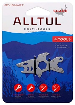Picture of KEYSMART LLC KS824-SS-SHK KeySmart AllTul Shark - 4-in-1 Everyday Carry Multi-Purpose Keychain Multitool with Bottle Opener, Wrench, Philips Head, and Flat Head Ideal Utility Tool for Camping, Fishing Etc. (EA)