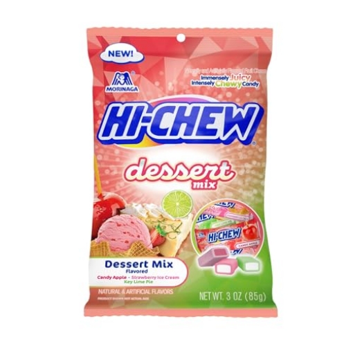 Picture of MORINAGA 55930 HI-CHEW Dessert Mix, 6 Bags, 3oz Each - Apple, Key Lime Pie, Strawberry Ice Cream - Unique Fun Soft & Chewy Candy - Immensely Creamy Fruity Candy Flavors - Individually Wrapped for Sharing (PK-6-EA)