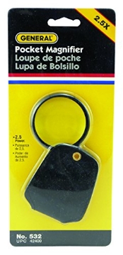 Picture of General Tools Mfg Co In 532 General Tools 532 2.5X Power Pocket Magnifier with Simulated Leather Case, Black (EA)