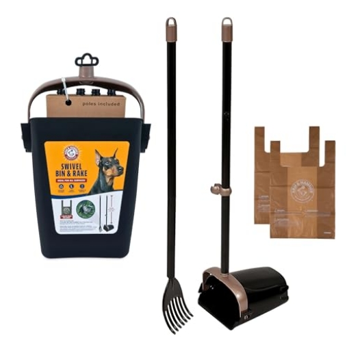 Picture of Arm & Hammer 71034 Arm & Hammer Dog Pooper Scooper Swivel Bin & Rake, Poop Scoop for Dogs, Black (2 Heavy Duty Scented Waste Bags Included) (EA)