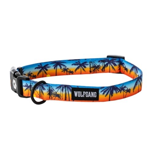 Picture of WOLFGANG MAN & BEAST WC-001-86 Wolfgang Heavy Duty, Adjustable Dog Collar with Quick Release Nylon Buckle for Walking & Training, SunsetPalms Print, Small (EA)