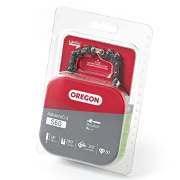 Picture of Oregon Laminations Company S60 Oregon S60 AdvanceCut Replacement Chainsaw Chain for 18-Inch Guide Bars, 60 Drive Links, Pitch: 3/8", .050" Gauge, Fits Craftsman, Mastercraft, Mcculloch, Poulan, and More (EA)