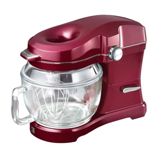 Picture of Kenmore KKEOVSMR Kenmore 500W Oviation Stand Mixer - 10 Speed Mixing, Tilt-Head, 5QT Handheld Glass Bowl With Pouring Top Splash Guard, Flat Beater, Whisk, Dough Hook Attachments Countertop Kitchen Appliance, Red (EA)