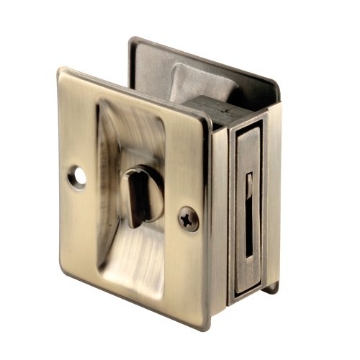 Picture of Prime N 6774 Slide-Co 163142 Antique Brass Privacy Lock with Pull Pocket Door Lock (Single Pack) (EA)