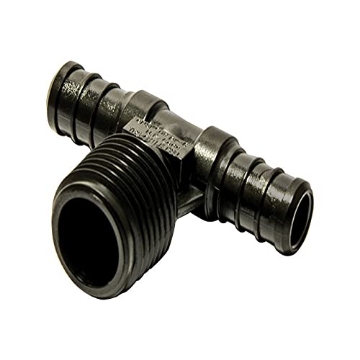 Picture of FLAIR-IT 32822 Ecopoly 32822 PEX Tee, 1/2" x 1/2" x 1/2" MPT, 0.5" ID, Crimp, Plastic (Pack of 5) (EA)