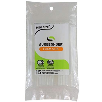 Picture of FPC Corporation FM-15 Surebonder Mini Low-Temp Foam Hot Glue Sticks for Low-Temp Glue Guns – Perfect for Foam, Crafting, and Delicate Projects - 15-Pack, Clear (EA)
