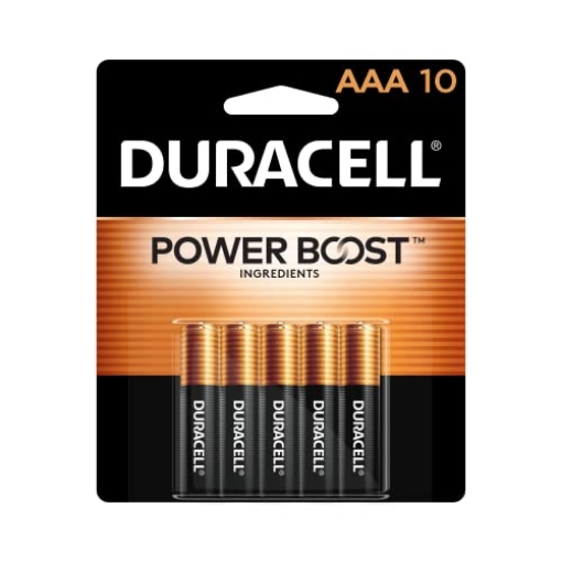 Picture of DURACELL(R) MN2400B10Z Duracell Coppertop AAA Batteries with Power Boost Ingredients, 10 Count Pack Triple A Battery with Long-lasting Power, Alkaline AAA Battery for Household and Office Devices (PK)