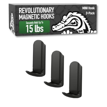 Picture of Gator Magnetics 300084 GATOR MAGNETICS Strong Magnetic Mini Hooks – No Drill, Compact, Space-Saving Design – Ideal for Home, Office, Garage, Fridges, Lockers, Filing Cabinets, and Cruise Cabins Black-1PK (PK-6-EA)