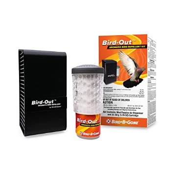 Picture of Bird B Gone BIRDOUT-KIT Bird B Gone - Bird-Out Aromatic Bird Repellent Kit - Dispenser & Cartridge - Humane Bird Deterrent Covers 8,000 cu ft (20'x20'x20') - for Patios, Decks, Yards - Easy, Scalable, & Discreet Solution (EA)