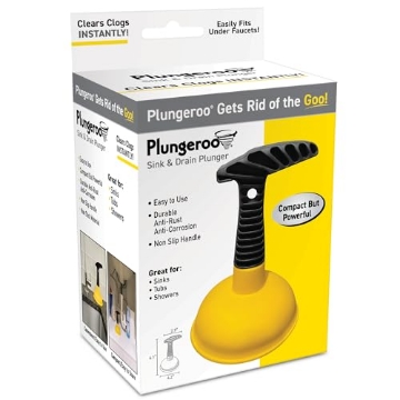 Picture of NOVEL BRANDS LLC PLU-MC9 Plungeroo Sink Plunger, Powerful Mini Plunger with Short Handle, Easy-to-Use Small Unclogging Tool for Bathroom Drains, Shower, Bathtub, Toilet, RV and Kitchen Sink, Yellow, (6.1 x 4.2 x 2.9 Inch) (EA)