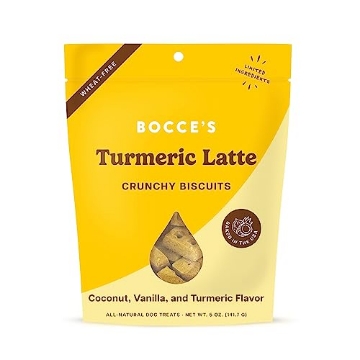Picture of Bocce's Bakery BCB-A20114 Bocce's Bakery Oven Baked Turmeric Latte Treats for Dogs, Wheat-Free Everyday Dog Treats, Made with Real Ingredients, Baked in The USA, All-Natural Biscuits, Coconut, Vanilla, & Turmeric, 5 oz (EA)