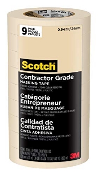 Picture of Scotch-Brite 2020-24AP9 Scotch Contractor Grade Masking Tape, 0.94 inches by 60.1 Yards (540 Yards Total), 2020, 9 Rolls (EA)