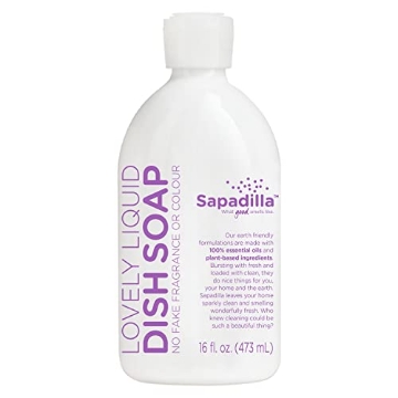 Picture of SAPADILLA 1812503 Sapadilla Liquid Dish Soap - Sweet Lavender + Lime - Made with 100% Pure Essential Oil Blends, Tough on Grease, Aromatic & Fragrant Dishwashing Liquid, Plant Based, Biodegradable, 12 Ounce (Pack of 1) (PK-6-EA)