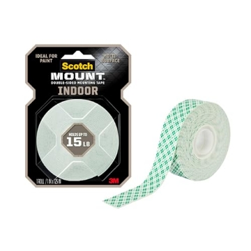Picture of Scotch-Brite 314H-MED Scotch-Mount Indoor Double-Sided Mounting White Tape, 1 in x 125 in (10.4 ft), Features 3M Industrial Strength Adhesive, No Mess or Tools (314H-MED) (EA)