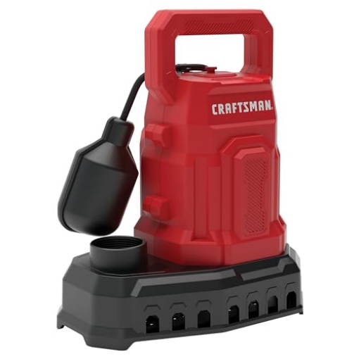 Picture of MICHEL SALES CO CMXWUSD62346 CRAFTSMAN 1/3 HP Fiberglass Reinforced Thermoplastic, Fully Submersible Sump Pump, Efficient Multi-Use Electric Water Pump, Piggy-Back Tether Float Switch, 10 Ft. Cord, 3500 GPH (EA)