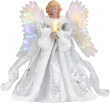 Picture of MR CHRISTMAS INC 49360AC Mr. Christmas Fiber Optic White Christmas Tree Topper Angel, Christmas Decoration, Includes 10 Foot Cord, White (EA)
