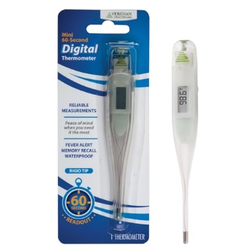 Picture of Veridian Healthcare 08-350 Veridian Healthcare Digital Thermometer | 60-Second Readout | Fahrenheit Measurements | Rigid Tip | Fever Alert | One-Year Warranty (PK-6-EA)
