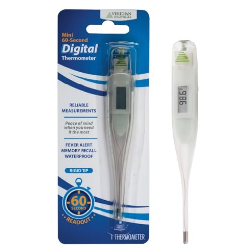 Picture of Veridian Healthcare 08-350 Veridian Healthcare Digital Thermometer | 60-Second Readout | Fahrenheit Measurements | Rigid Tip | Fever Alert | One-Year Warranty (PK-6-EA)