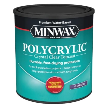 Picture of Minwax 63333444 Minwax 63333 Clear Polycrylic Water-Based Protective Finish Satin, Quart, 1 Quarts (Pack of 1) (EA)