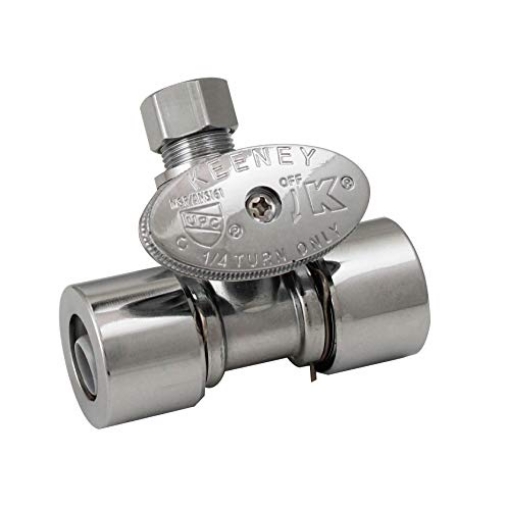 Picture of THE KEENEY MANUFACTURING COMPANY K2802PCPO Plumb Pak K2802PCPO Quarter Turn Quick Lock in Line Valve 1/2 in. x 3/8 in, Silver (EA)