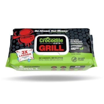 Picture of NUVIK USA INC 6600 Crocodile Cloth Grill - 80 (15" x 10") Plant-based Cleaning Wipes. Safe on Skin & Multiple Surfaces. Infused with Aloe & Vitamin E. Large, Pre-Moistened & Absorbent. (EA)