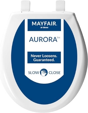 Picture of MAYFAIR BY BEMIS 87SLOW-000 Mayfair Aurora Slow Close Toilet Seat, Easy Clean Hinges and Adjustable Perfect Fit Plastic Seat, Round, White (EA)