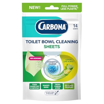 Picture of Delta Mustad 632 Carbona Toilet Bowl Sheets | Lemon Lime Scent | Powerful Toilet Bowl Cleaner | 14 Sheets | Less Plastic Waste (EA)
