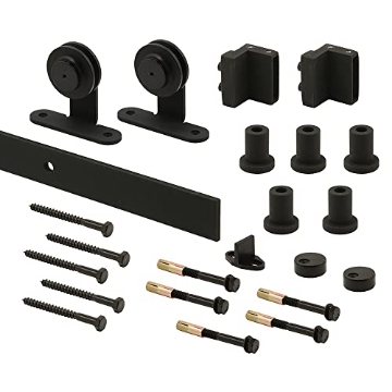 Picture of Prime N 7555 Prime-Line N 7555 Heavy Duty Barn Door Track Kit, Smooth Rolling, Top Mount, Matte Black (Single Pack) (EA)