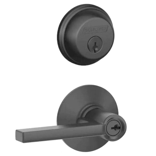 Picture of Ingersoll Rand FB50N G LAT 622 SCHLAGE Latitude Straight/Contemporary Matte Black Entry Knob and Single Cylinder Deadbolt Right or (EA)