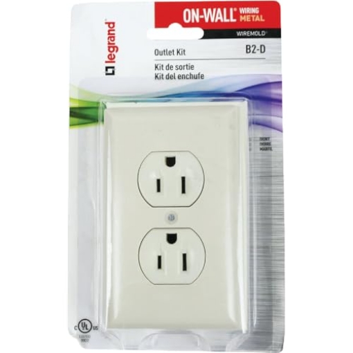 Picture of LEGRAND AV B2D Wiremold Outlet Kit Surface Wiring Metallic Box Ivory Paintable/Stainable Carded (EA)