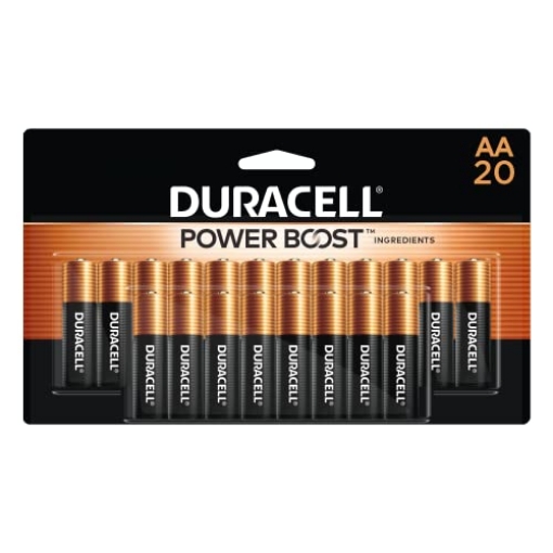 Picture of DURACELL(R) MN1500B20Z Duracell Coppertop AA Batteries with Power Boost Ingredients, 20 Count Pack Double A Battery with Long-lasting Power, Alkaline AA Battery for Household and Office Devices (PK-20-EA)