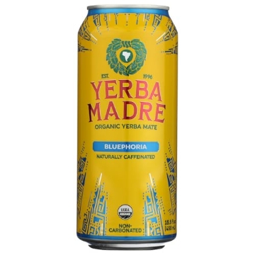 Picture of YERBA MADRE FG-04-00741 Guayakí Yerba Mate, Organic Energy Drink Alternative, Bluephoria, 150mg Natural Plant Based Caffeine, Better for You Energy & Focus, No Jitters or Crash, 15.5 Oz (Packaging May Vary) (PK-12-EA)