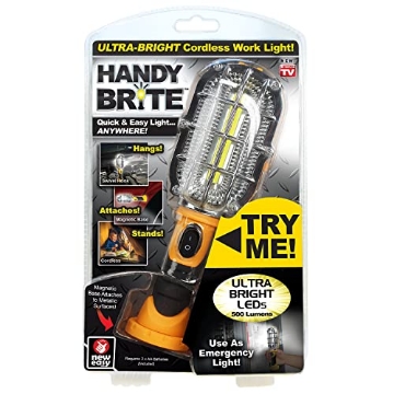 Picture of HANDY BRITE HB-MC12/4 Ontel Handy Brite Ultra-Bright Cordless LED Work Light, 500 Lumens, Magnetic Base, Battery-Powered LED Light, (3) AA Batteries Included, Compact & Lightweight Portable LED Flashlight (EA)